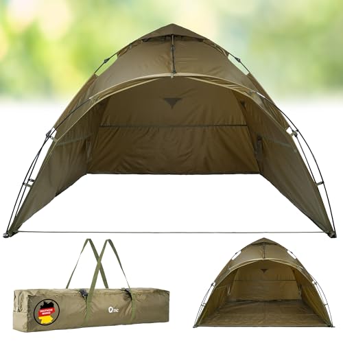 Q-Tac Ruck Zuck Bivvy Angelzelt Vorne Geöffnet, 2 Mann Karpfenzelt, Angel Zelt 250 cm x 250 cm x 160 cm, Wassersäule 5000 mm