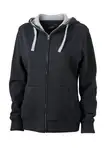 JAMES & NICHOLSON Sweat-Jacke mit Reißverschluss und Kapuze (XXL, black/grey-heather)
