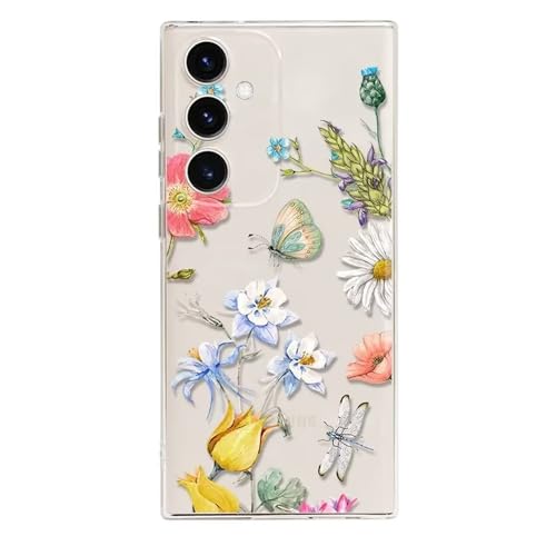 Rnrieyta Miagon Kreativ Blume Hülle für Samsung Galaxy A54 5G,Schmetterling Blätter Blumen Flower Serie Schutzhülle Transparentes Weich TPU Cover Dünne Kratzfeste Silikon Gel