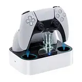 Mcbazel Ladestation PS5 Controller, PS5, Doppel-Ladegerät, Schutz gegen Überhitzung, dreifacher Schutz, mit LED-Anzeige für PlayStation 5 DualSense Controller, Weiß