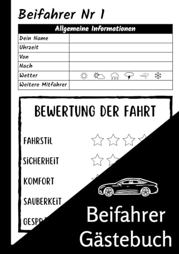 Beifahrer Gästebuch: Buch zum Ausfüllen für Mitfahrer auf Autofahrten , Führerschein bestanden, Geschenk für Fahranfänger , zum 18. Geburtstag oder ... - über 100 Seiten zum Ausfüllen für Beifahrer