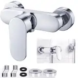 URHELP Duscharmatur, Silber Brausearmatur Badezimmer, Duschbatterie für Dusche Wandmontage, mit G1/2 Brauseabgang