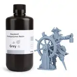 ELEGOO 3D Drucker Resin, UV 405nm Standard Resin mit Hohe Präzision und Schnelle UV-Härtung für MSLA/DLP/LCD 3D Drucker, Photopolymer-Kunstharz Flüssige 3D-Druckmaterialien, Grau 1000g