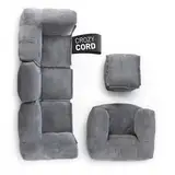 Lumaland Modulares Basic Set - Cord-Reihe | Indoor Sitzsäcke mit Softer Struktur, ideal Sofa Modulen & zum Pouf | Bean Bag mit Füllung - für Wohnzimmer & Co.