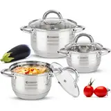EliteHoff Topfset Induktion 6-teilig, Kochtopf Set mit Glasdeckel, 7-lagiger Edelstahl Topf Set Induktionsgeeignet, Kochgeschirr Set für alle Herdarten (E-4303)