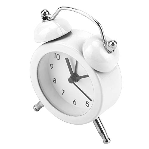 Marhynchus Langlebiger Mode Mini Metall Digital Wecker, Tragbarer Wecker für Studentenhaus (WHITE)