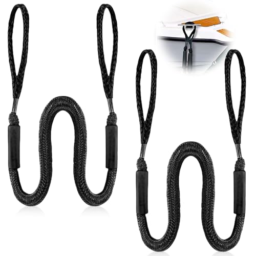 Festmacher Seil Für Boote,2 Stück 1.2M Boot Festmacherleine,Bungee Dock Line Festmacher Seil,Boot Festmacher Seil,Bungee-Dockleine Für Boote,Kajak,Jetski,Pontoon,Kanu(Schwarz)