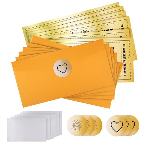Kodivenj Goldenes Ticket Gutschein, 6 Stück, Rubbelkarte zum Beschriften, Geburtstagskarte (A)