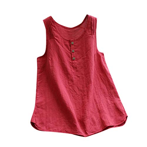 CGGMVCG Damen Tank Top Bluse Baggy ärmelloses Leinen Tee Weste Tank Tops Plus T-Shirt ärmellose Blusen für Damen, Z01 Rot, M