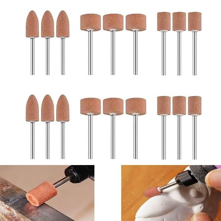 18pcs Korund Schleifspitze Set, Stein Schleifen Polierkopf, Schleifaufsätze für Dremel Rotationswerkzeug Drehwerkzeug Zubehör 1/8" Schaft für Schleifen, Polieren, Entgraten