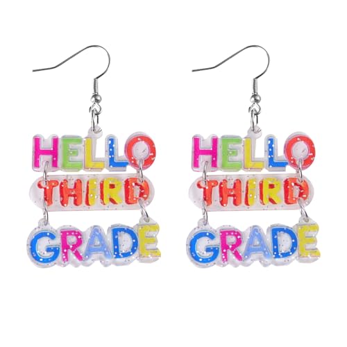 Ohrringe zum Lehrertag für den Schulanfang, Englisch-Klasse, Acryl-Ohrringe, Ohrhänger, Ohrringe KMg830 (C, 6.1x3.3cm)