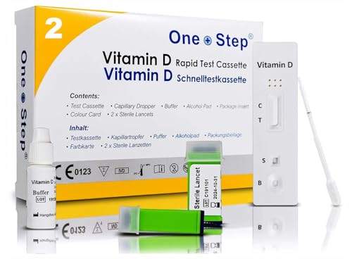 One+Step Vitamin D Test Kit Selbsttest I Vitamin D Mangel zu Hause testen I Vitaminmangel erkennen I Vitamin D Spiegel ohne Labor direkt zu Hause auswerten - 2 Stück