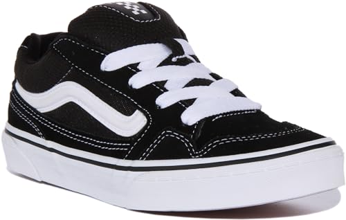 Kinder Vans Größe 37, Caldrone Sneaker Schwarz & Weiß Turnschuhe für Mädchen & Jungen, Wildleder & Mesh Sportschuhe, Unisex Low-Top Kinderschuhe, Kinderschuhe von Vans Active Wear Range (EU 37)