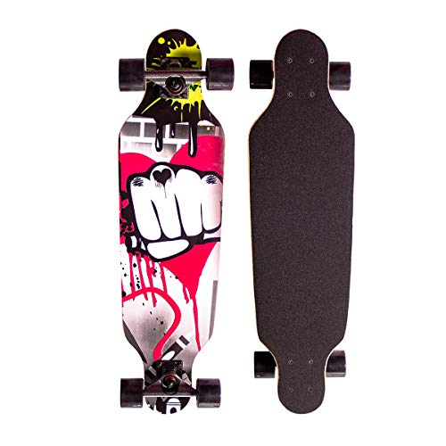 Sumeber Longboard Skateboard 31 Zoll for Anfänger Twin Tip Street Long Board Komplettes Drop-Through Freeride Skating Cruiser Boards mit Light Up Wheels für Jugendliche Erwachsene Kinder Als Geschenke