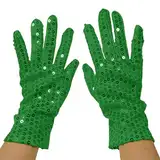 Tyuffghet Pailletten-Handschuhe, Weiß, Glitzer-Design, Stretch-Passform (Grün, Length:25cm)