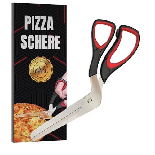 Raafi Scharf Pizzaschere zum Schneiden von Pizza wie ein Profi, ohne den Belag zu entfernen. Pizzaschere Spülmaschinenfest. Einfache Handhabung und Reinigung Pizza Schere (27 cm lang)