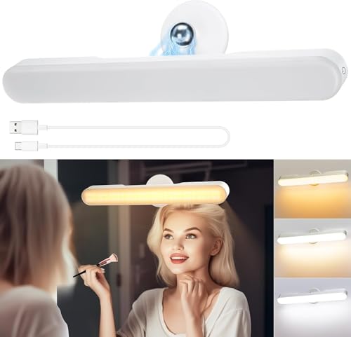 Rinfency LED schminktisch beleuchtung, Dimmbar Make up Licht für Schminktisch Lampe, 4000mAH Wiederaufladbar Spiegel Beleuchtung Ohne Kabel, Tragbare Abnehmbare 360°Drehung Spiegellampe Badezimmer