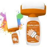 Piashow Wandfarbe Ausbessern Weiß 500g, 2 in 1 Wandfarbe Weiß, Wandreparatur RollbüRste mit Wandreparaturpaste, Ausbesserungsfarbe Weiss zum Ausbessern von Graffiti, Flecken, Kratzern usw (Orange)