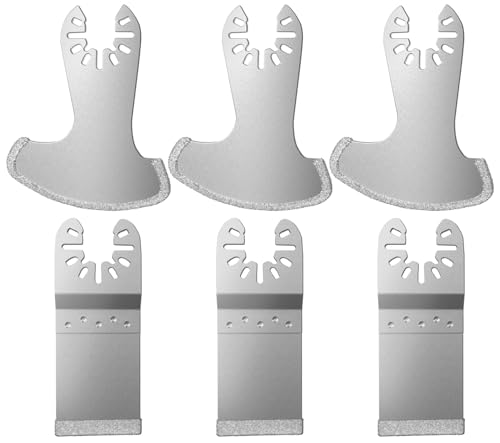 LEILUO Oszillierende Multitool Klingen 6er Pack Diamant Multifunktionswerkzeug Klingen Set für Fugenentfernung Passend für DeWalt Milwaukee Makita Ryobi und mehr