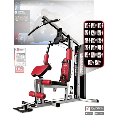 Kraftstation HGX100/HGX200/HGX300, Deutsche Qualitätsmarke, Heimtrainer, Bodybuilding Sportstech Multifunktions-Homegym mit Stepper und Powertower oder Beinpresse, Fitnessstation für Zuhause, Multigym