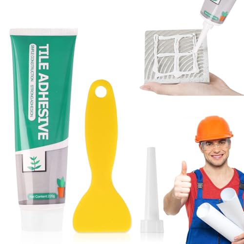 220g Fliesenkleber Stark,Keramikkleber Extra Stark,Fliesenkleber Bad,Fliesenkleber Außen Frostsicher, Fliesenreparaturset,Fliesenkleber für Fliesen auf Wand,Außenbereich,Boden im Lnnen