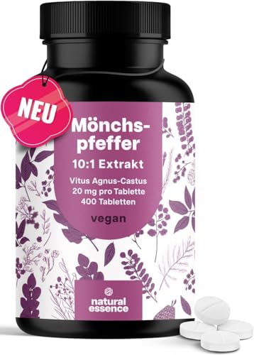 Mönchspfeffer hochdosiert - 400 Tabletten - 20mg pro Tablette - 10:1 Extrakt aus Original Agnus Castus - Nahrungsergänzungsmittel Frauen Balance - Vegan und produziert in Deutschland