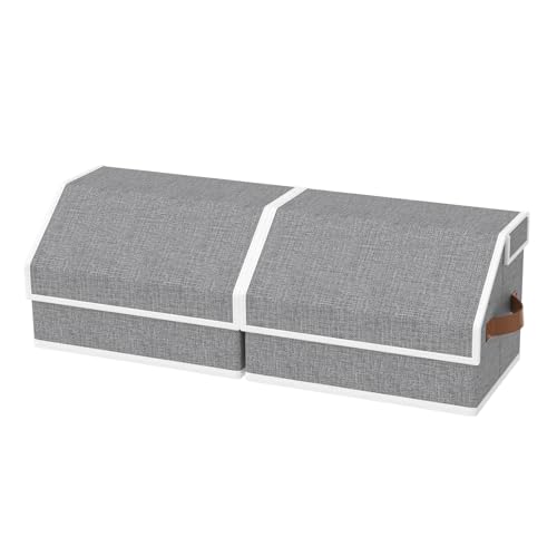 OUTBROS Aufbewahrungsbox mit Deckel, Kleiderschrank Organizer mit Griff, Gekippte Stoffbox, Raumorganisator, Kann für Kleidung, Bettwäsche verwendet werden, 38 x 25 x 25 cm, Grau, 2 Stück