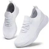 HKR Damen Sportschuhe Atmungsaktiv Gym Turnschuhe Leichtgewicht Laufschuhe Lace Up Freizeitschuhe Trainer Outdoor Sneaker für Damen Weiß 39 EU