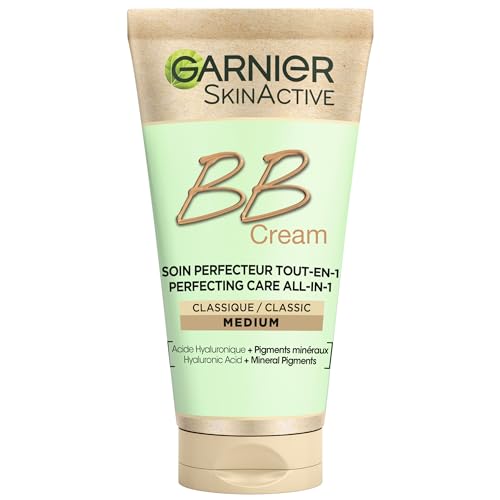 Garnier SkinActive BB Cream – All-in-1 Tagespflege mit Hyaluronsäure und Aloe Vera, kaschiert Hautunregelmäßigkeiten, LSF 15, Klassik, Mittel, 50 ml