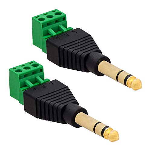 E.T 2X Klinkenstecker 6,35mm Adapter Terminalblock 3 Pin stereo Schraub Klemme 2-Teilig