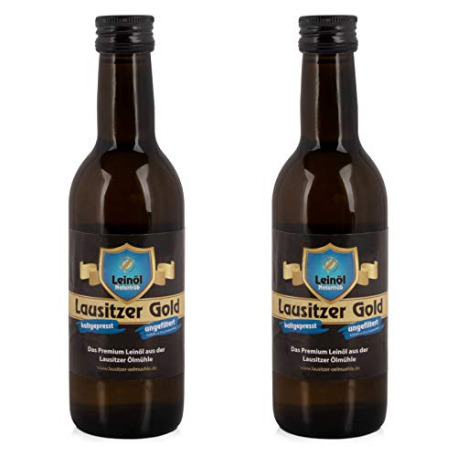 2 x Lausitzer Leinöl - Lausitzer Gold (kaltgepresstes ungefiltertes Premium Leinöl), 2x 250ml