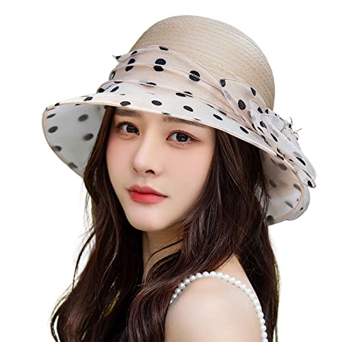 Fascinator für Damen, Teeparty, Kirche, Hochzeit, Braut, Blumenhut, Fedora-Visier, beige, Einheitsgröße