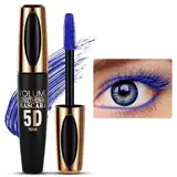 5D Blau Wimperntusche Wasserfest, 10ml Mascara Wasserfest, Langlebige Volumizing Curling Verlängerung Mascara Make-Up für Weihnachten, Halloween, Partys, Hochzeiten