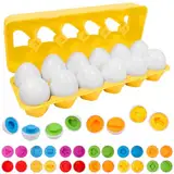 Cexovo Montessori Spielzeug Passende Eier 12PCS,Passende Eier Farbe Form Erkennung Sorter Skills Spielzeug für Kleinkinder Sortierer Puzzle-Fähigkeiten Lernspielzeug für Oster Weihnachten Kinderta