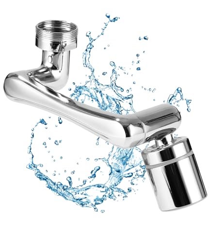 FAOKZE Bad Wasserhahn Aufsatz Drehbarer, Verlängerung Silber Mit Wassersparer, 1440 Schwenkbarer, Mit Zwei Sprühmodi, Für Küche Und Bad