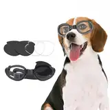 NAMSAN Hundebrille Hunde Motorradbrille Hundesonnenbrille mit Austauschbaren Gläsern (Schwarz +Klar) Augenschutzbrille für Hunde