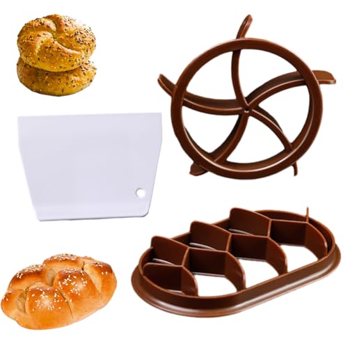 Brötchenstempel Set,3 Stück Brotpresse,Brot Ausstecher Brötchen Ausstecher Brötchendrücker Brotbackform Kastenform DIY Teig Keks Presse Brötchen Brotstempel Backen Stempel Bäckerei Zuhause(Kaffee)