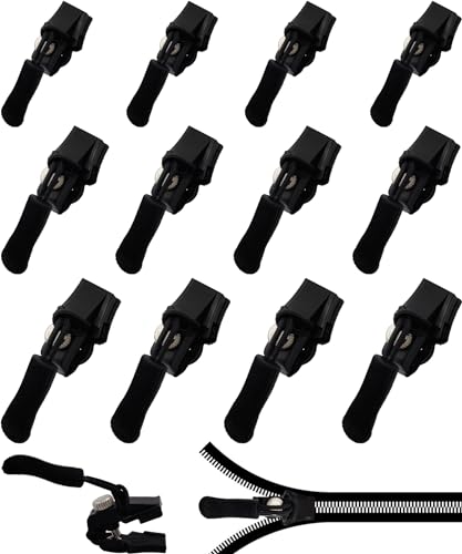 Reißverschluss Zipper, 12 Stück Universell Reißverschluss Reparatur Set, Abnehmbares Ersatz Zipper für ReißVerschluss, Reisverschlußzipper Set, Reisverschluss Fix Kit für Jacke/Mantel/Rucksack