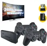 Whatsko Retro Konsole Spielkonsole Videospielkonsole mit 2 Wireless Controller 64G,20000+ Spielen,Plug and Play Wireless Controller 4K HD Ausgang Game Stick für TV Computer Projektor