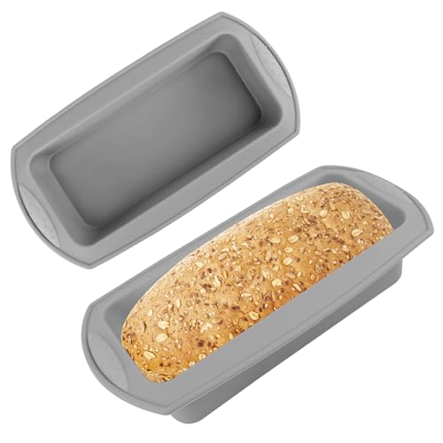 VFANDV Brotbackform Silikon Backformen, 2er Set Silikonformen Backen Antihaft Backform Silikon Kastenform Bread Baking Mould Kastenbackform für Selbstgebackenes Brot Kuchen Hackbraten Brownies (Grau)