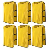 PTJJXA 6 Stück Leibchen Fußball Set, Sports Mesh Bibs, Trainingsleibchen Basketball, Sport Trikot Leibche für Erwachsene, Leibchen Mesh Weste für Training, Trainingsleibchen für Herren Damen (Gelb)