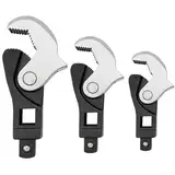 Yhenlovtt Verstellbares Hahnenfußschlüssel-Set, 1/4 Zoll, 3/8 1/2 Zoll, robuster Chrom-Vanadium-Stahl, federbelastete Vierkantantriebe für Sanitär-Reparaturen