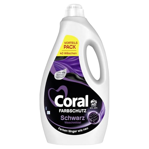 Coral Farbschutz Schwarz Waschmittel Flüssigwaschmittel für Farben länger wie neu Vorteilspack 40 WL