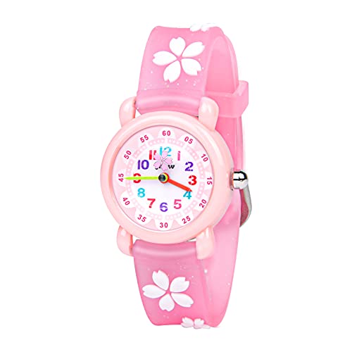 Vicloon Kinderuhr Wasserdicht Armbanduhr für Kinder Quarzwerk 3D Cartoon Design Digital für 3 bis 11 Jahre Mädchen Jungen, Rosa Druck, gürtel