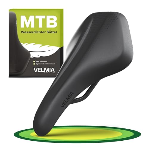 VELMIA Fahrradsattel 100% Wasserdicht, nahtloses & ergonomisches Design - komfortabler Fahrradsattel Herren & Damen, Ideal für E-Bikes, Trekking & City sowie Mountainbikes, Sattel