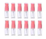 12 Stück 10 ml Tragbare, Leere, nachfüllbare, transparente Kunststoff-Lotion-Pumpflasche mit rosa Presspumpkopf, Kosmetik, Make-up, Gesichtscreme, Lotion, Emulsion, Probenverpackung, Behälter