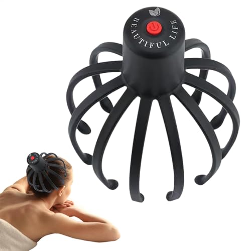 Head Massager Scalp, Kopfmassage Spinne, Octopus Elektrisches Kopfmassagegerät Zum Stressabbau, 360-Grad-Kopfmassagegerät Mit 3 Modi, Kabelloser Tragbarer Kopfkratzer Zur Spannungsabbau