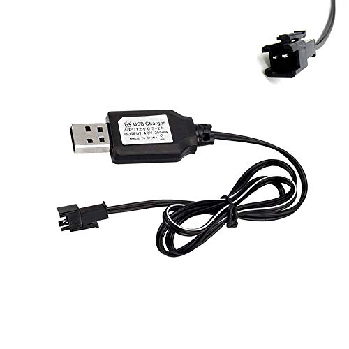 USB-Ladekabel SM-2P Stecker 4.8V für NI-MH und Lithium-Ionen Akku, Battery Charger, Ladegerät für RC Flugzeug, Drohne, Bagger, Fahrzeug, Stunt-Auto, Boot, KFZ und Spielzeug mit LED und Überladeschutz