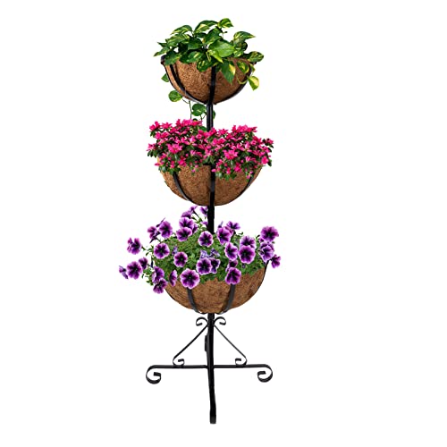 KARAT Blumenständer Pflanzenständer aus Metall, Pflanzenregal Outdoor und Indoor Blumenregal, Blumensäule, Blumenbank 35,5 x 100 cm (Printo)