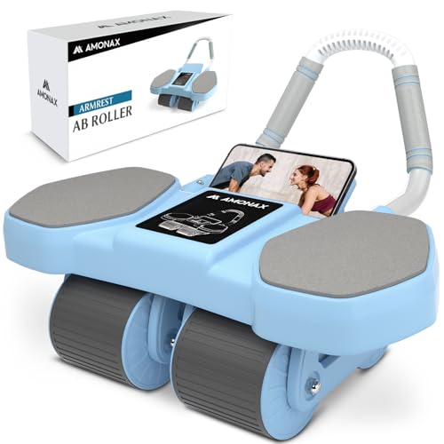 Amonax Bauchtrainer, Bauchroller Bauchmuskeltrainer, Vier-Rad Ab Wheel Mit Ellbogenstütze, Automatischer Ab Roller Für Bauchmuskel Trainingsgeräte,Gym Bauch Roller Trainer Für Männer Und Frauen